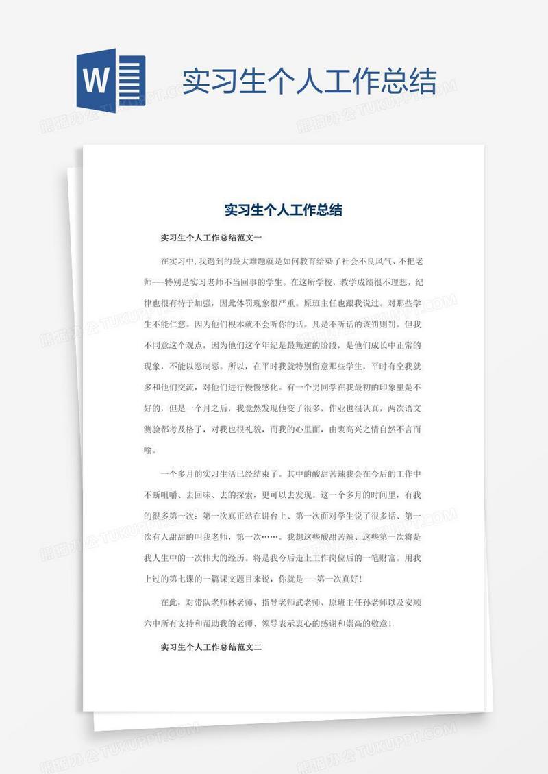 实习生个人工作总结