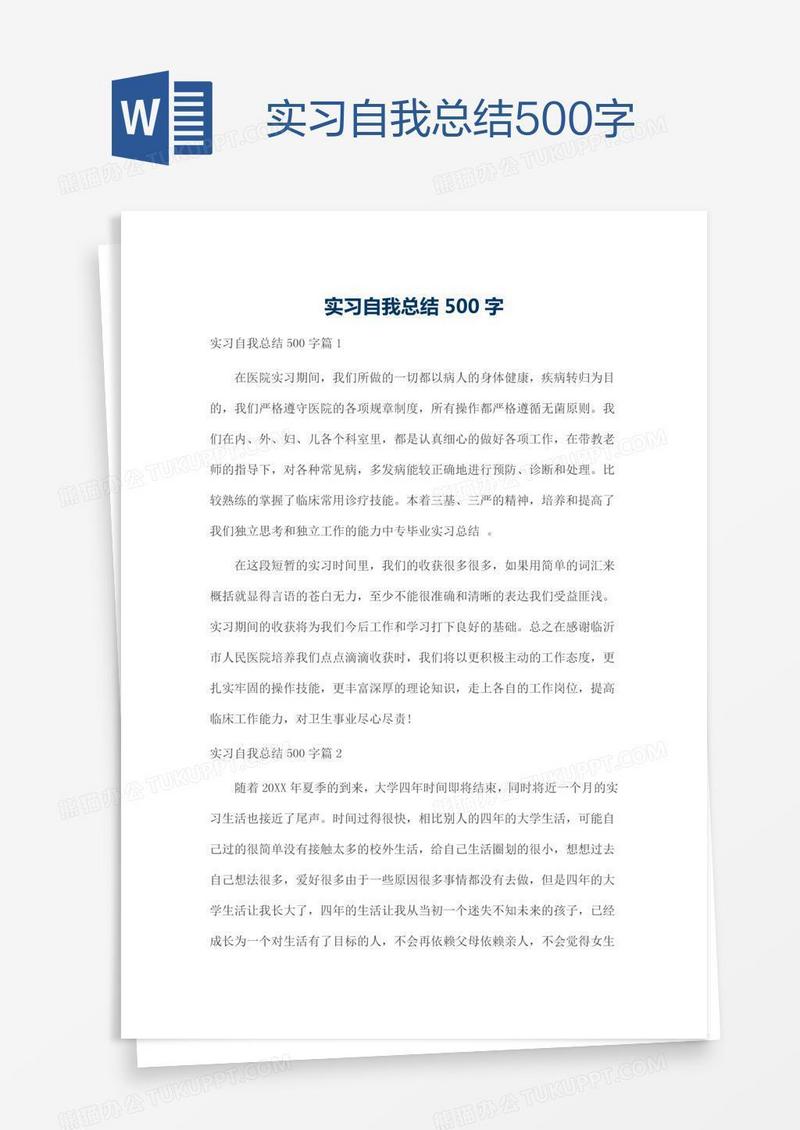 实习自我总结500字