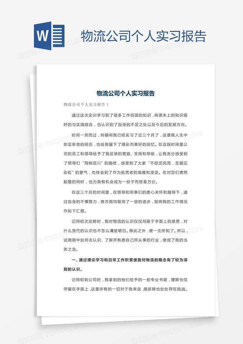 物流公司个人实习报告