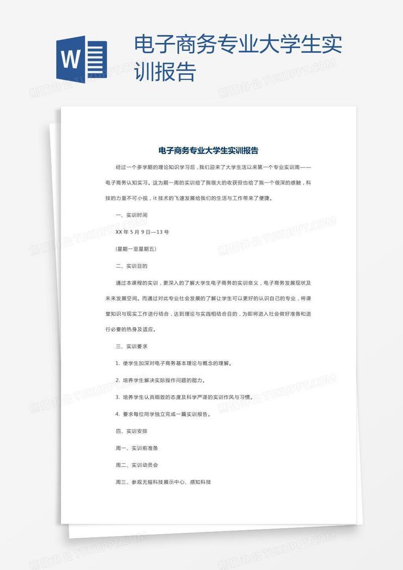 电子商务专业大学生实训报告