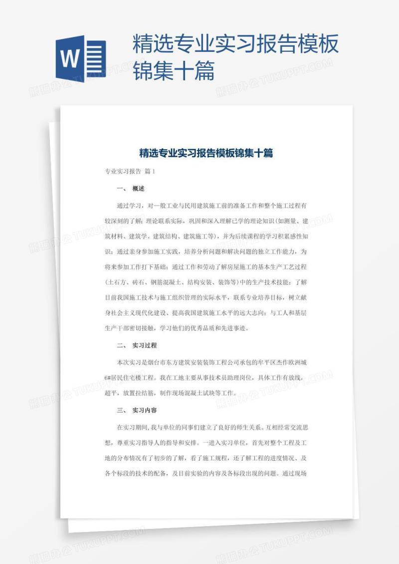 精选专业实习报告模板锦集十篇