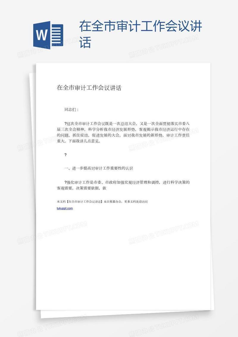 在全市审计工作会议讲话