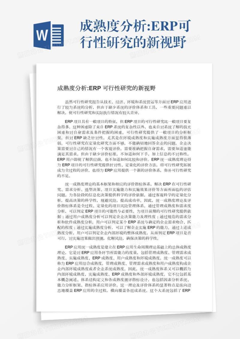 成熟度分析:ERP可行性研究的新视野