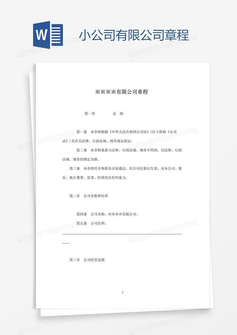 小公司有限公司章程
