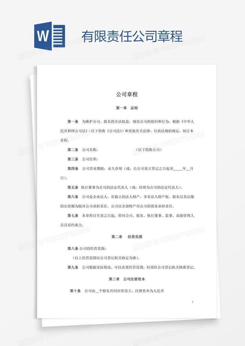 有限责任公司章程
