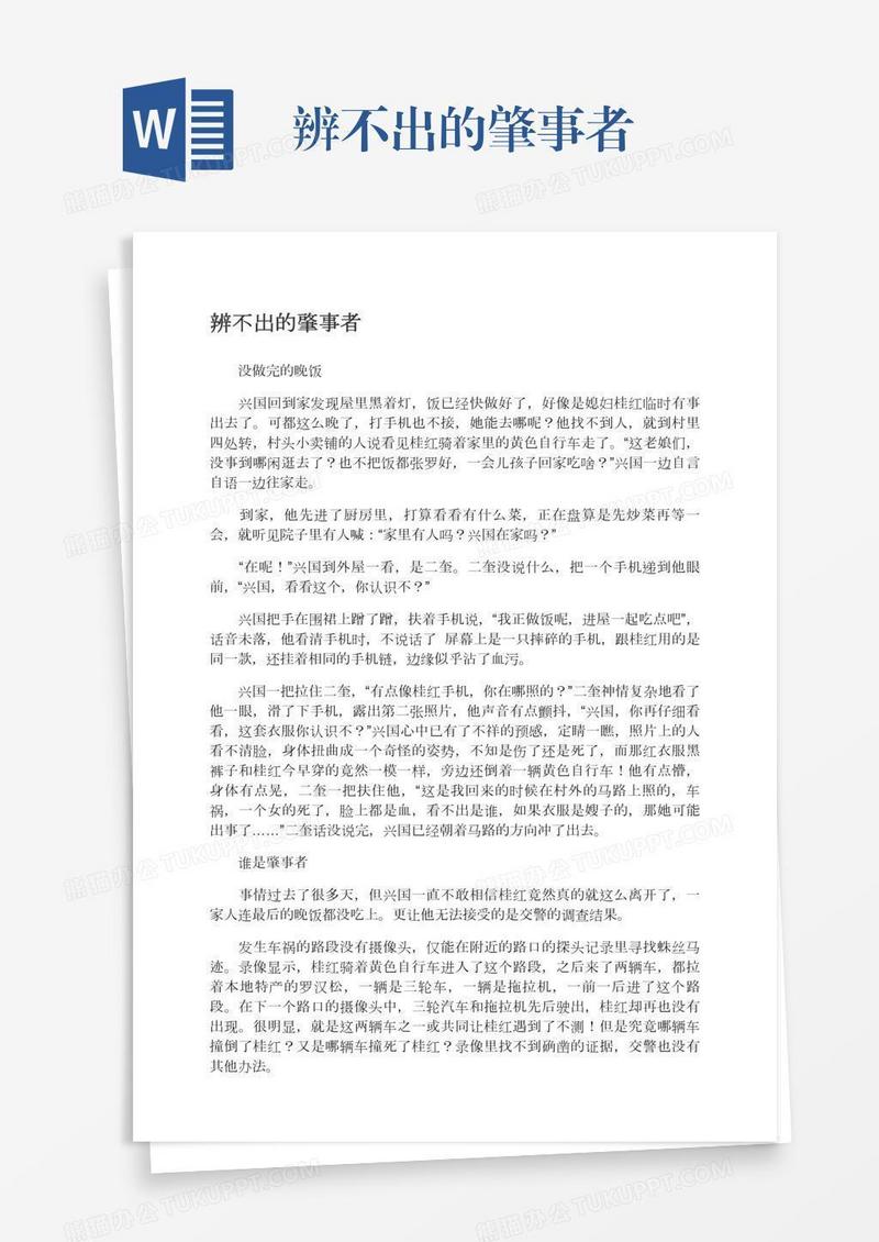 辨不出的肇事者