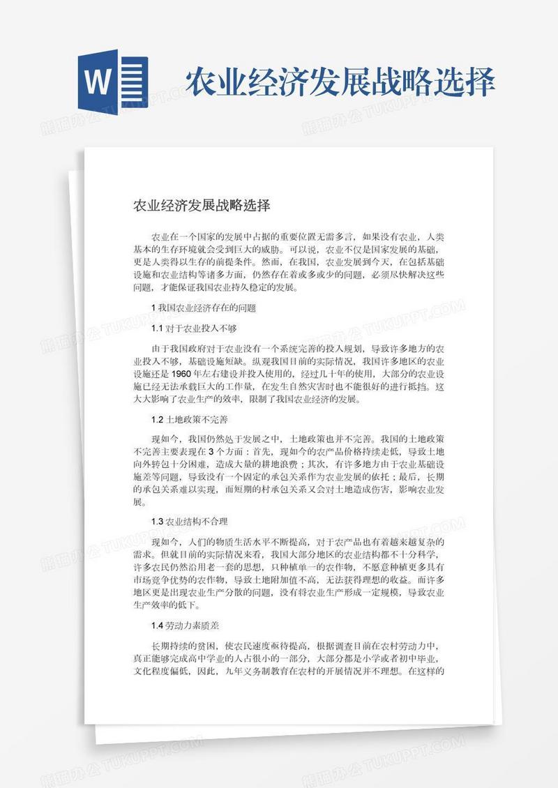 农业经济发展战略选择