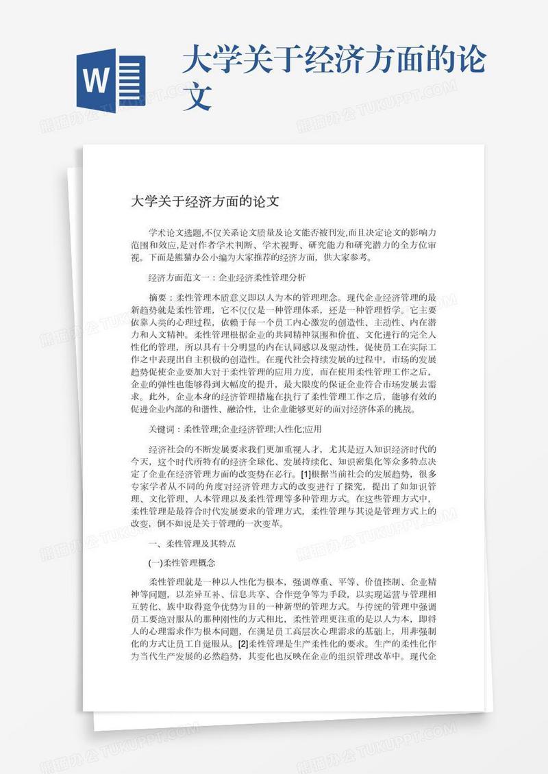 大学关于经济方面的论文