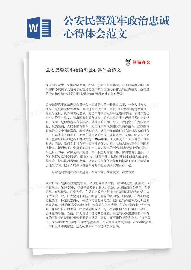 公安民警筑牢政治忠诚心得体会范文