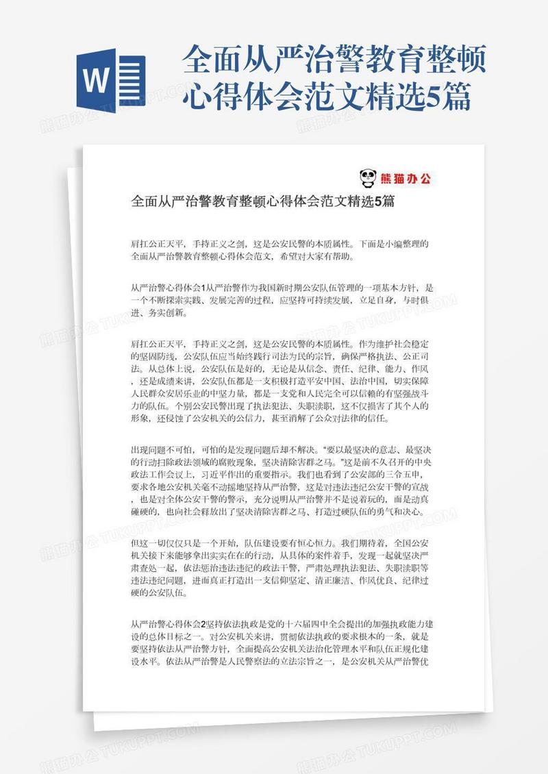 全面从严治警教育整顿心得体会范文精选5篇