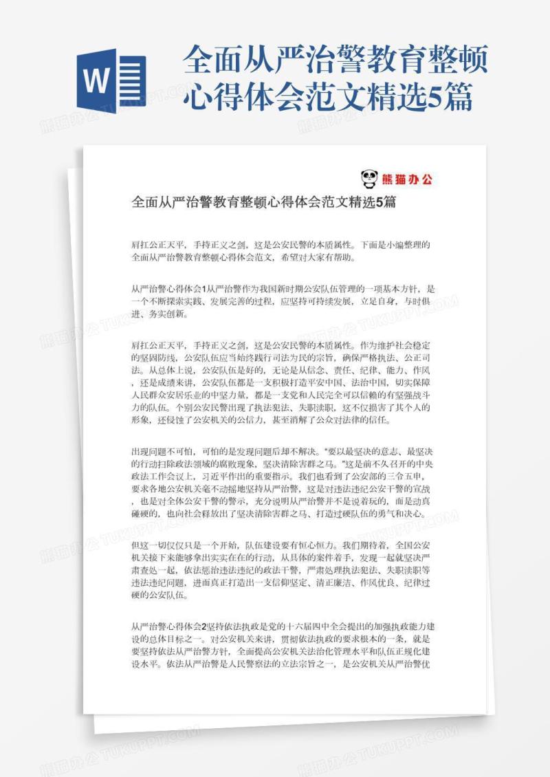 全面从严治警教育整顿心得体会范文精选5篇