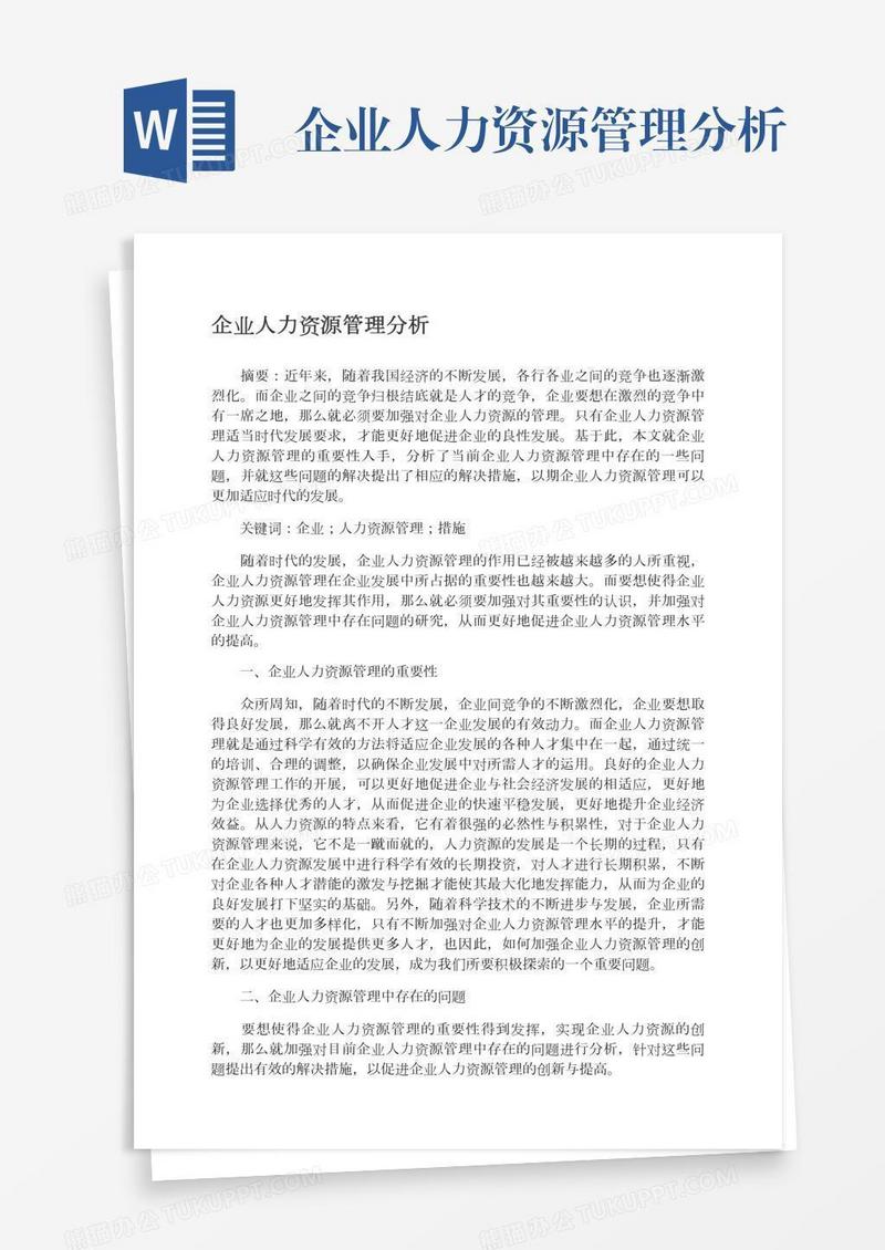 企业人力资源管理分析