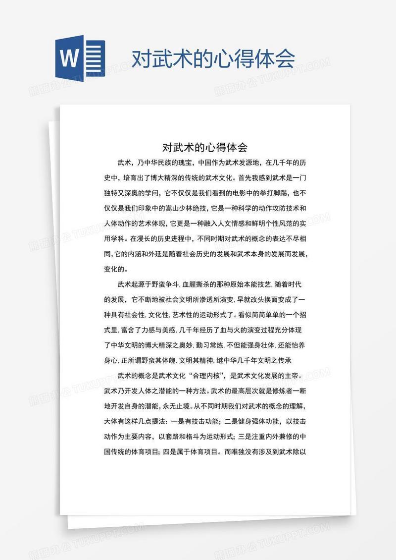 对武术的心得体会