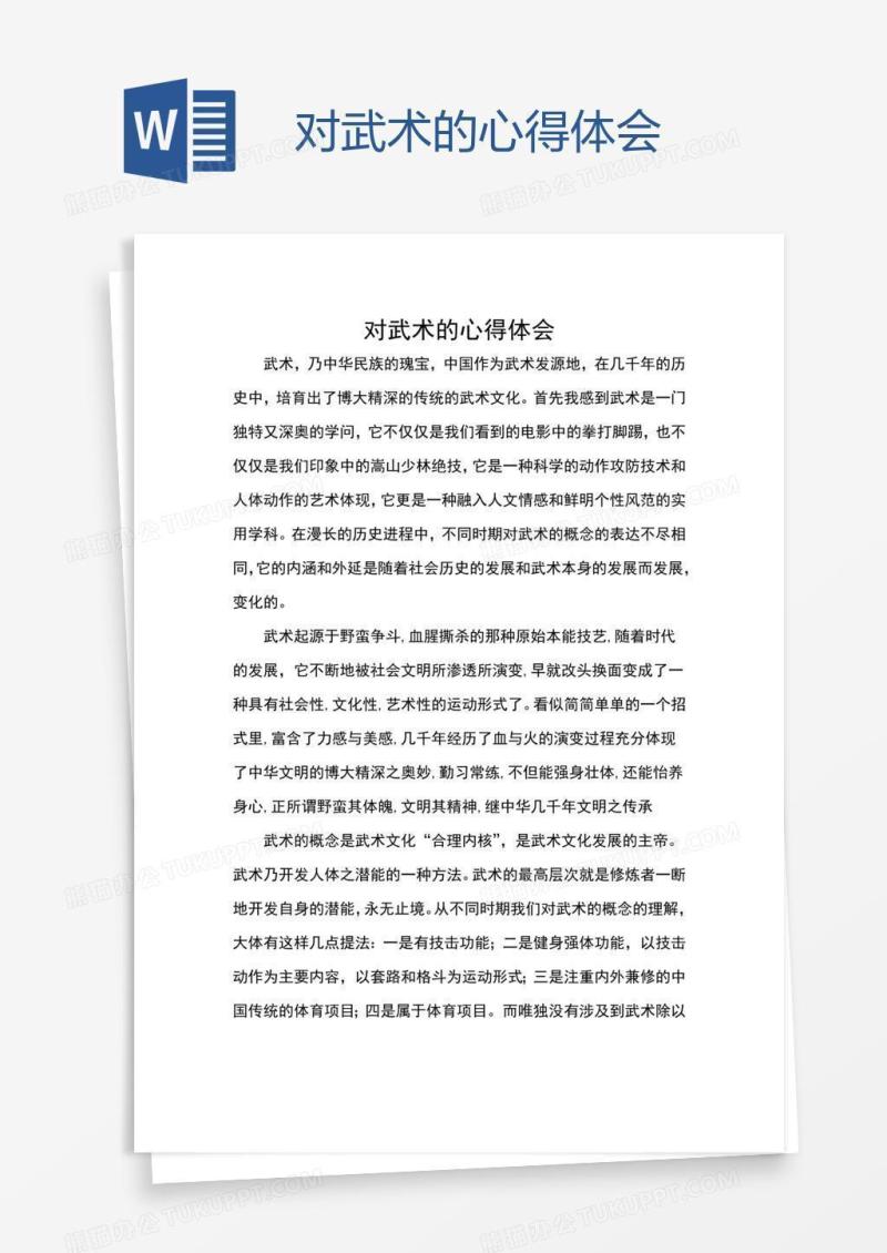 对武术的心得体会