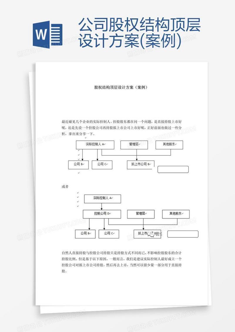 公司股权结构顶层设计方案(案例)