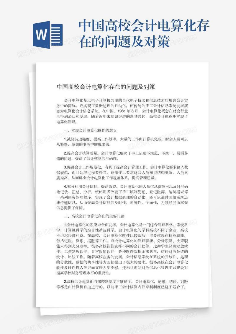 中国高校会计电算化存在的问题及对策