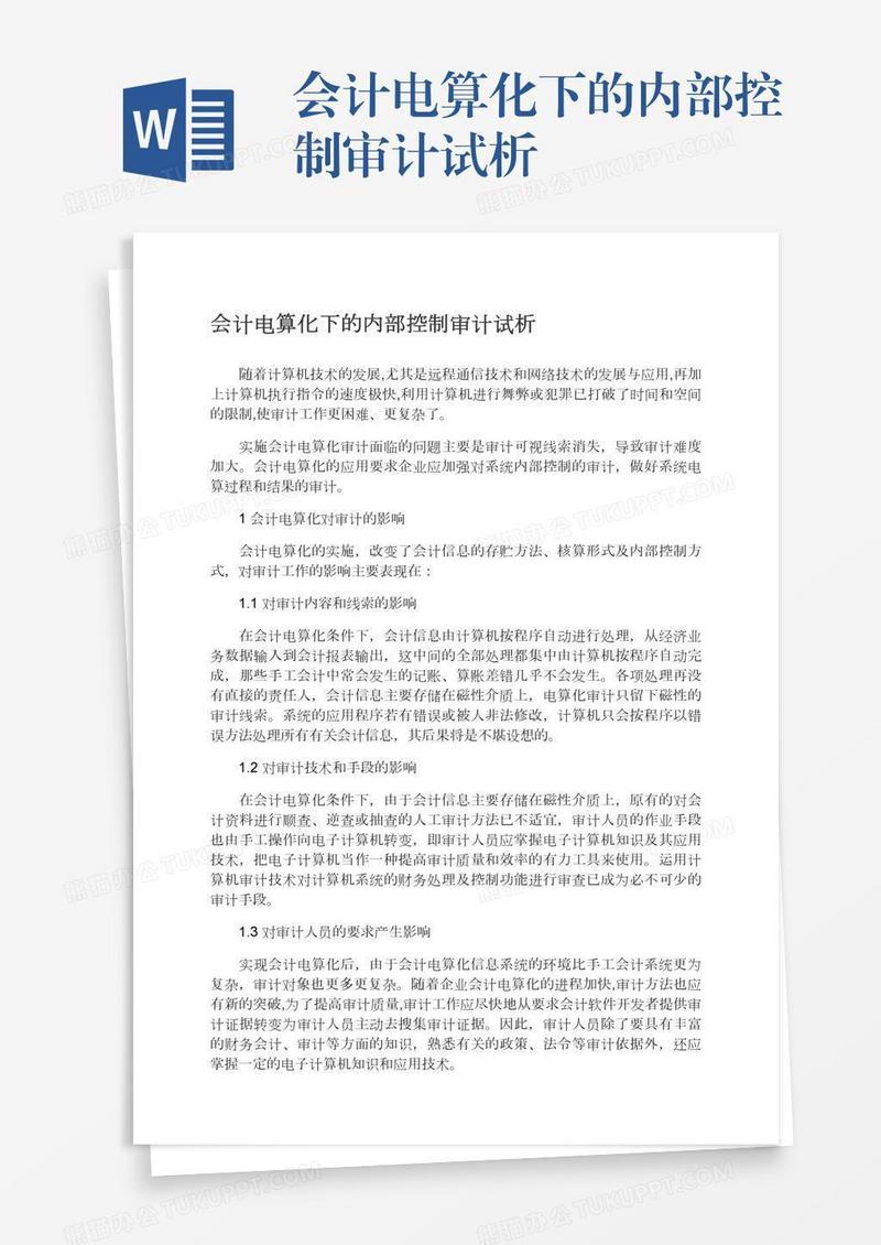 会计电算化下的内部控制审计试析