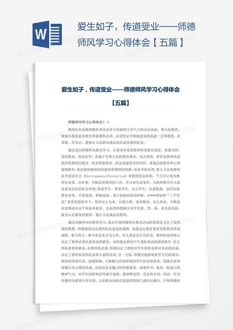 爱生如子，传道受业——师德师风学习心得体会【五篇】