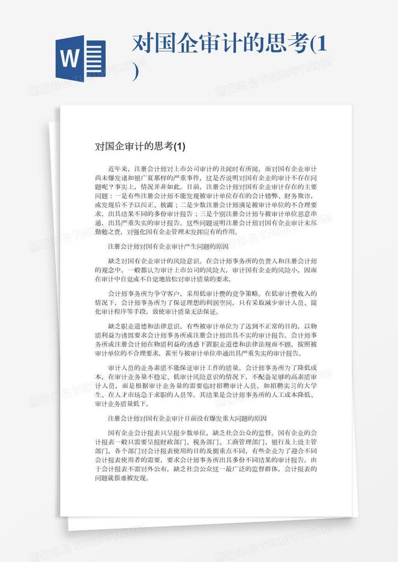 对国企审计的思考(1)