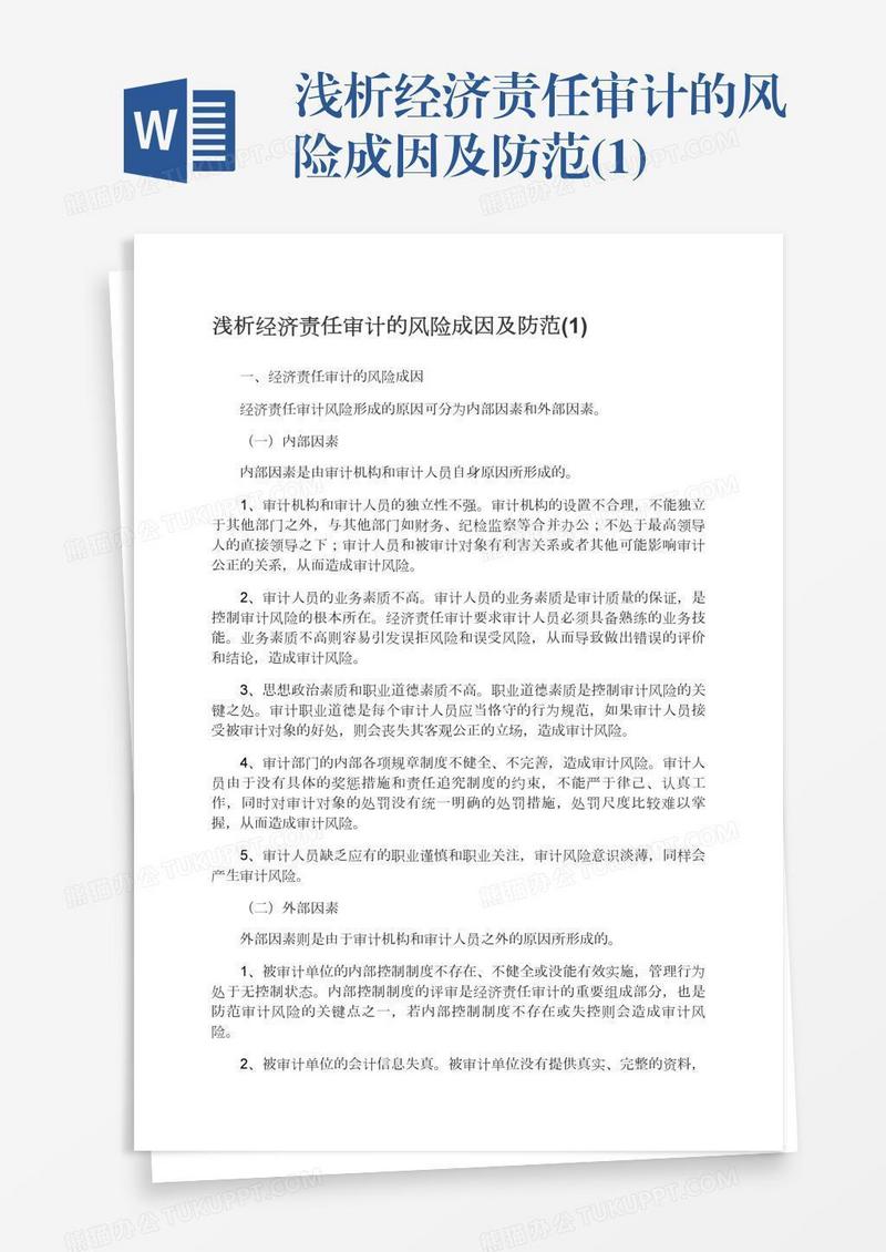 浅析经济责任审计的风险成因及防范(1)