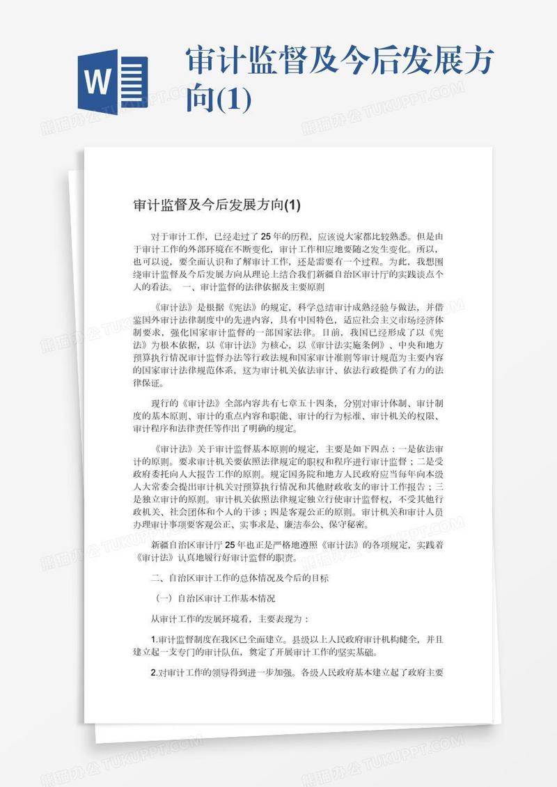 审计监督及今后发展方向(1)