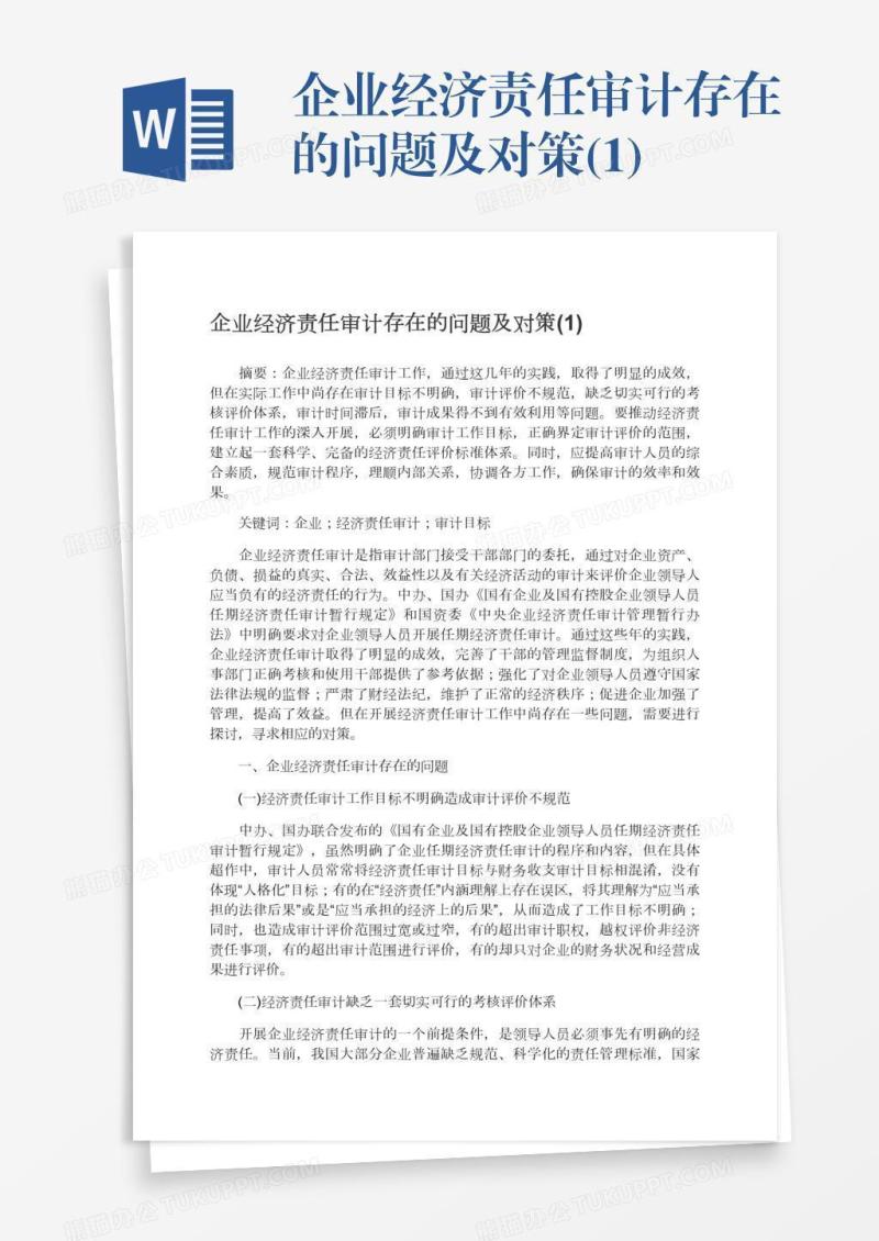 企业经济责任审计存在的问题及对策(1)