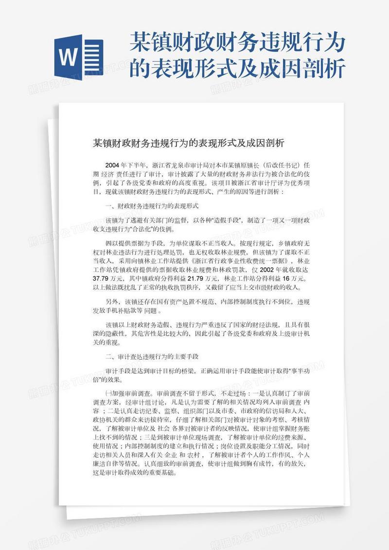 某镇财政财务违规行为的表现形式及成因剖析