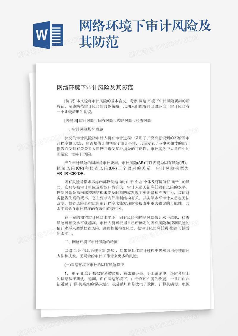 网络环境下审计风险及其防范