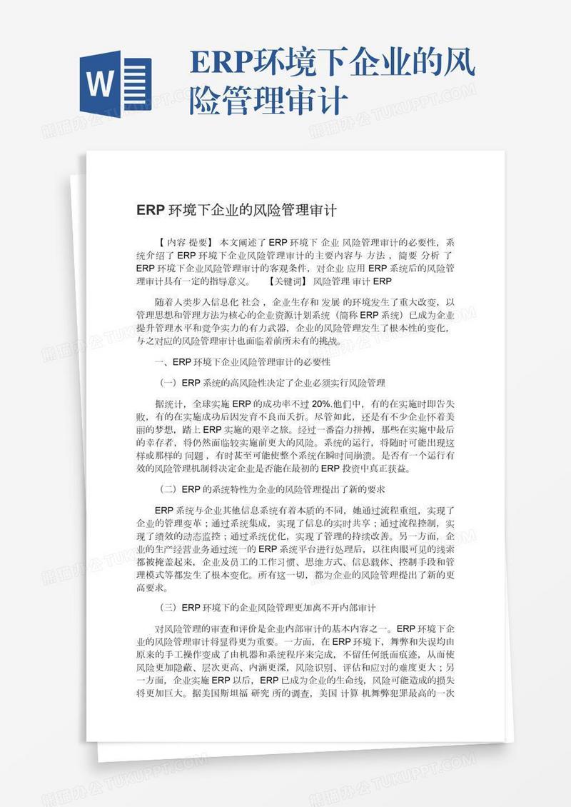 ERP环境下企业的风险管理审计