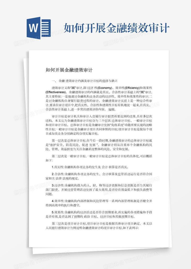 如何开展金融绩效审计