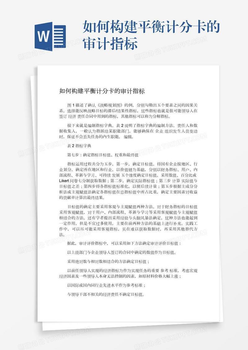 如何构建平衡计分卡的审计指标