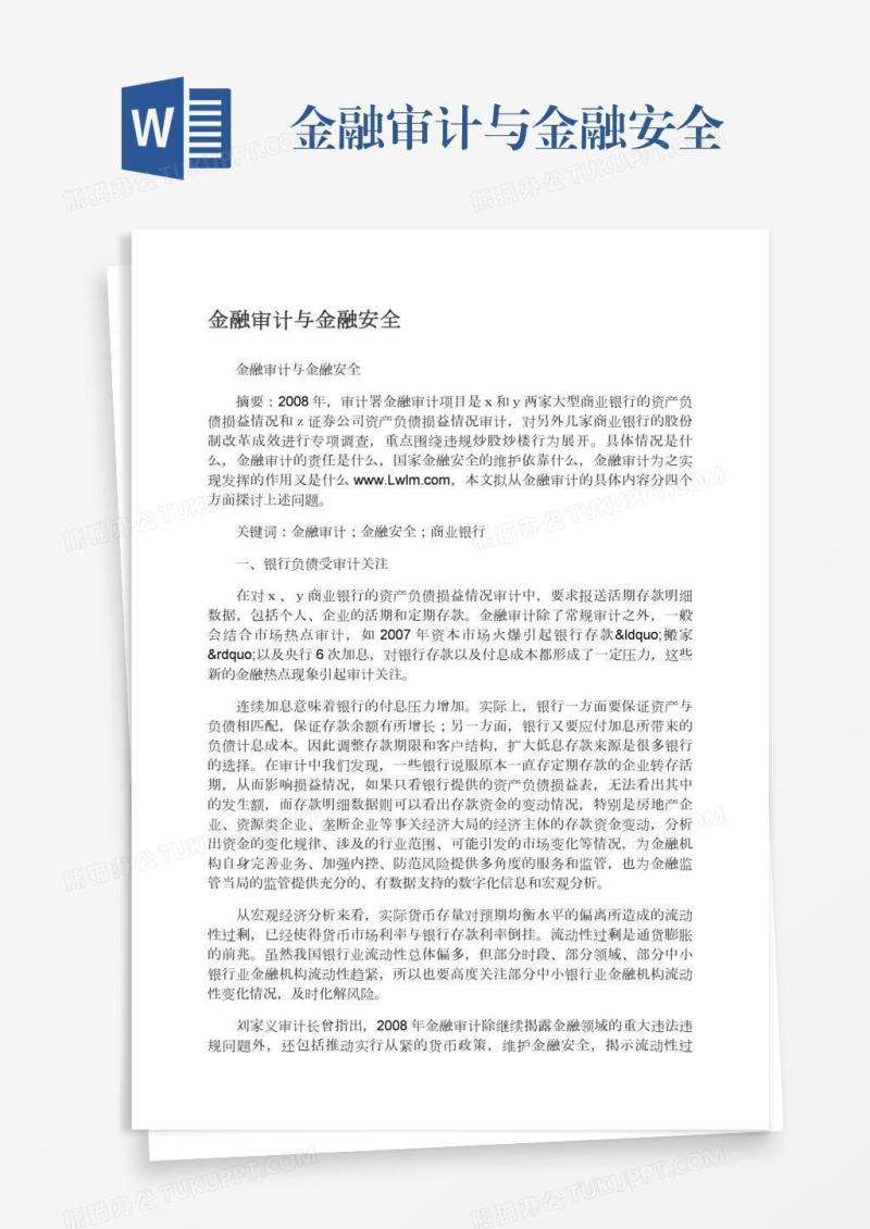 金融审计与金融安全