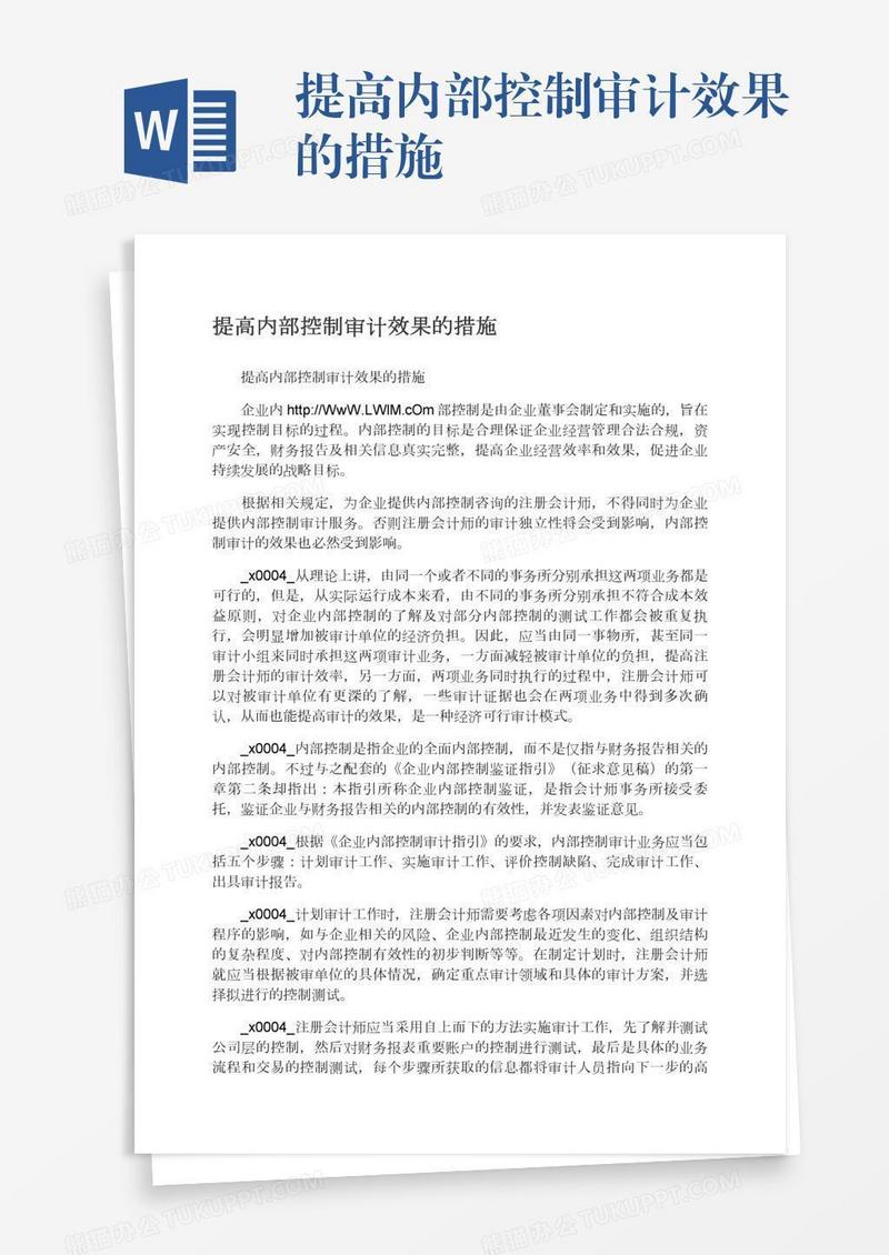 提高内部控制审计效果的措施