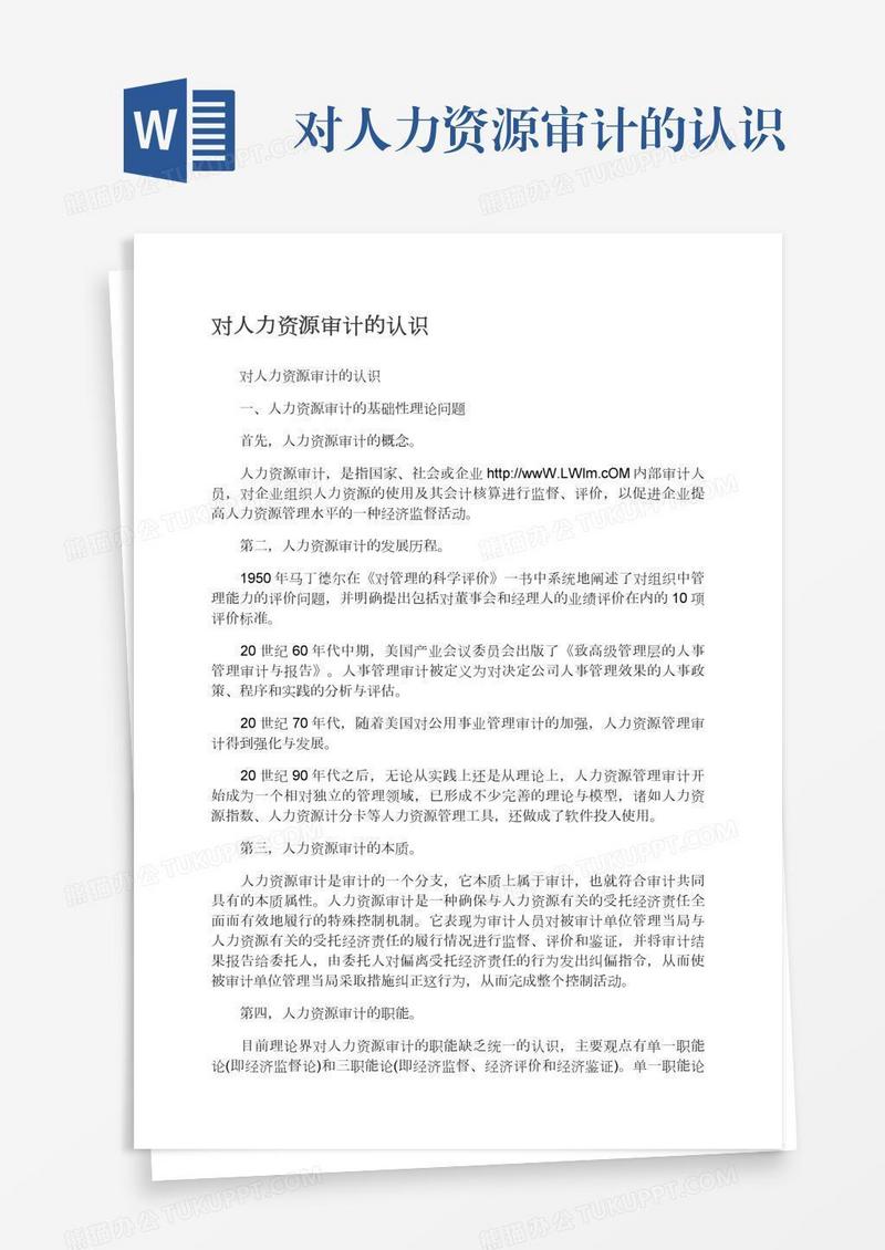 对人力资源审计的认识