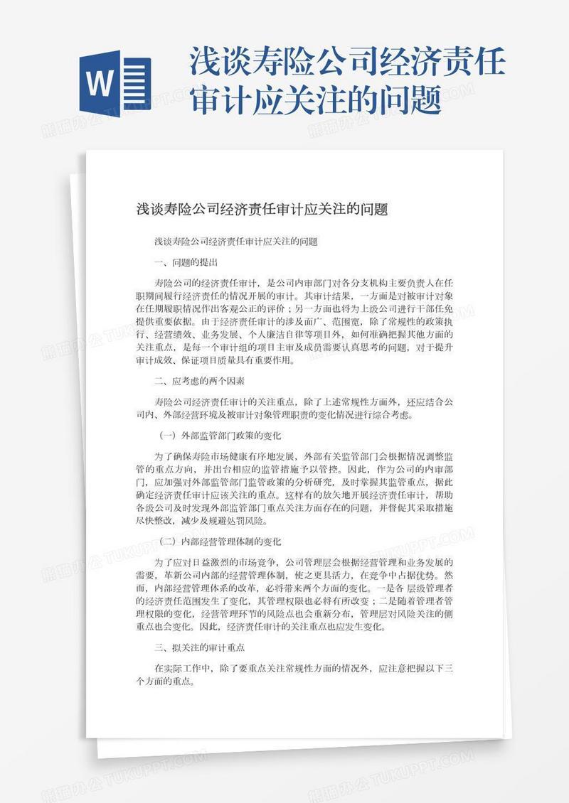 浅谈寿险公司经济责任审计应关注的问题