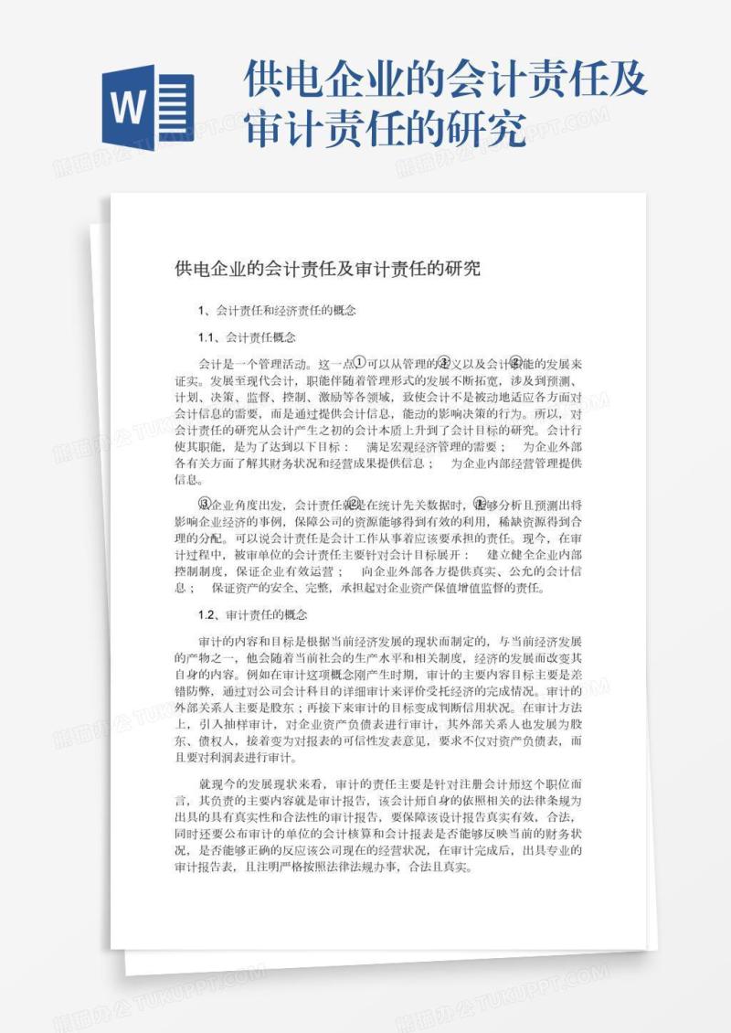 供电企业的会计责任及审计责任的研究