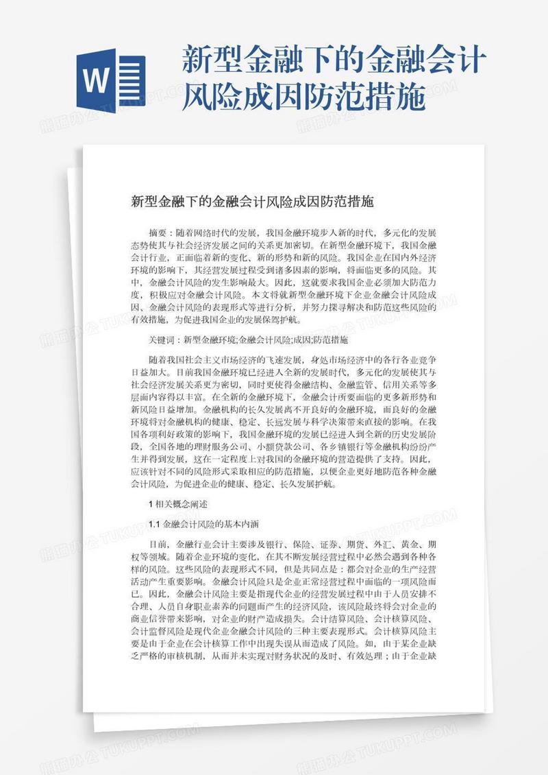 新型金融下的金融会计风险成因防范措施