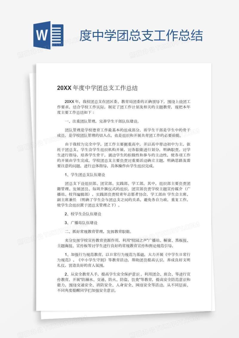 度中学团总支工作总结