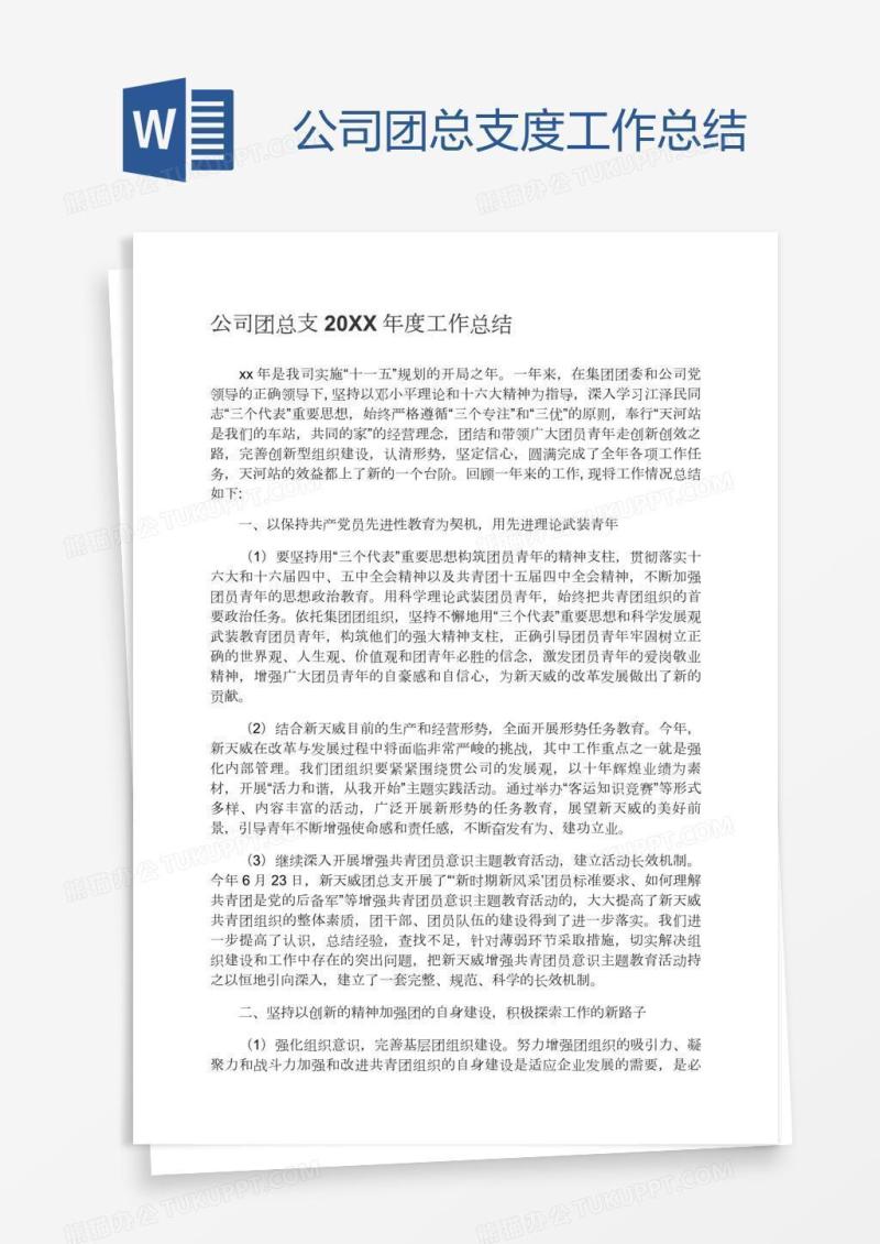 公司团总支度工作总结