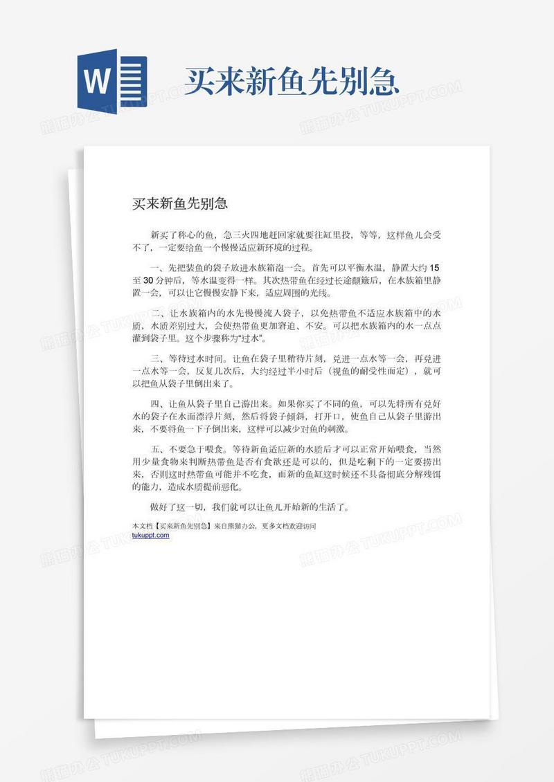 买来新鱼先别急