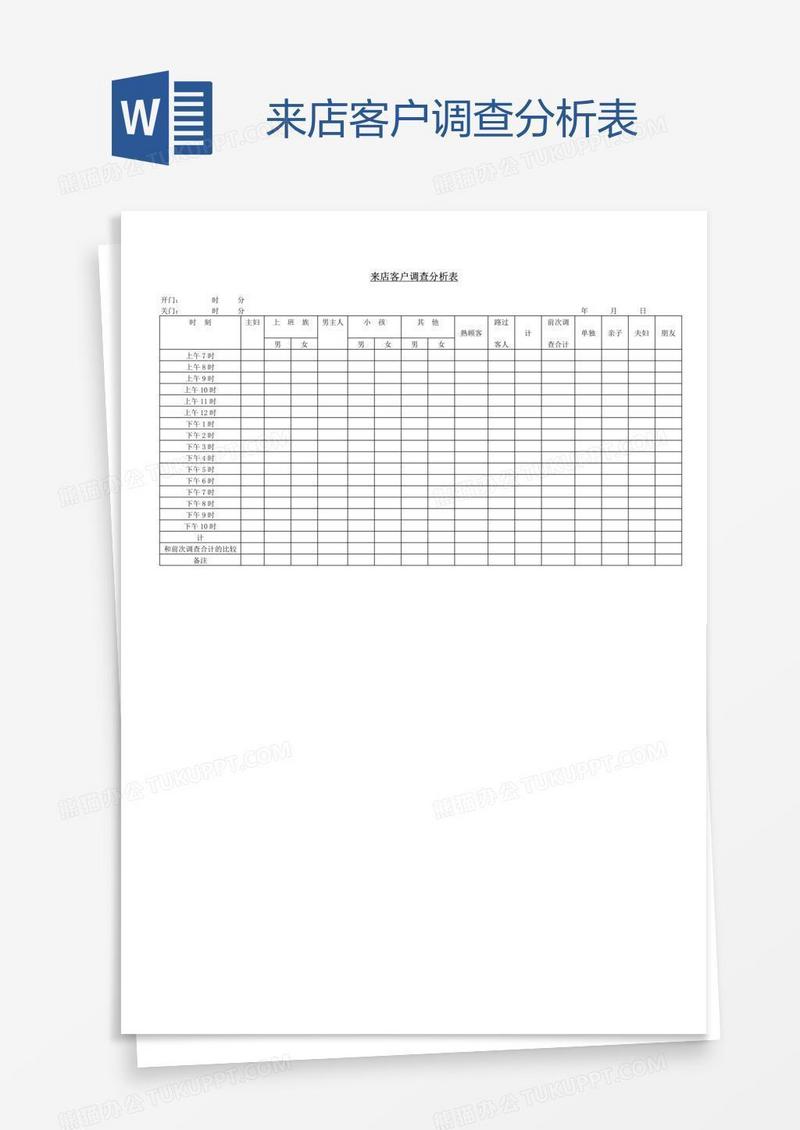 来店客户调查分析表