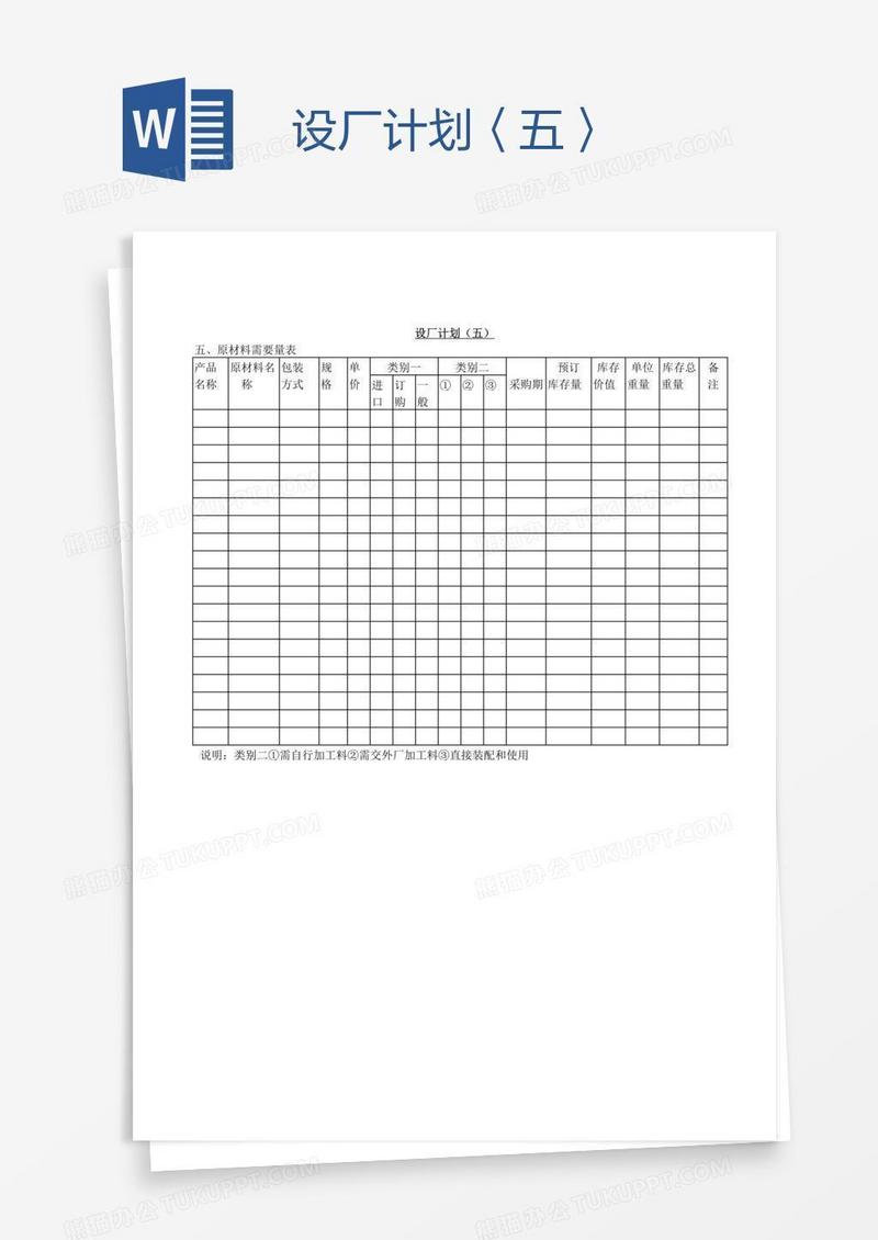 设厂计划〈五〉