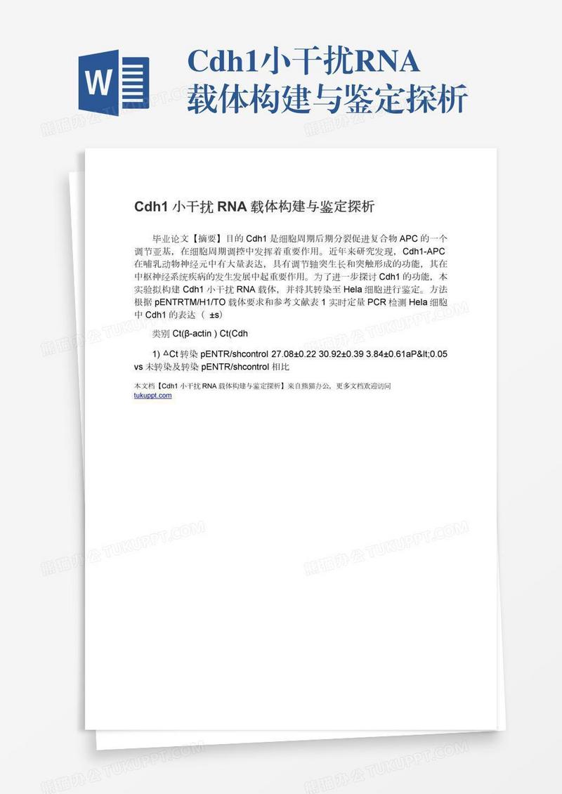 Cdh1小干扰RNA载体构建与鉴定探析