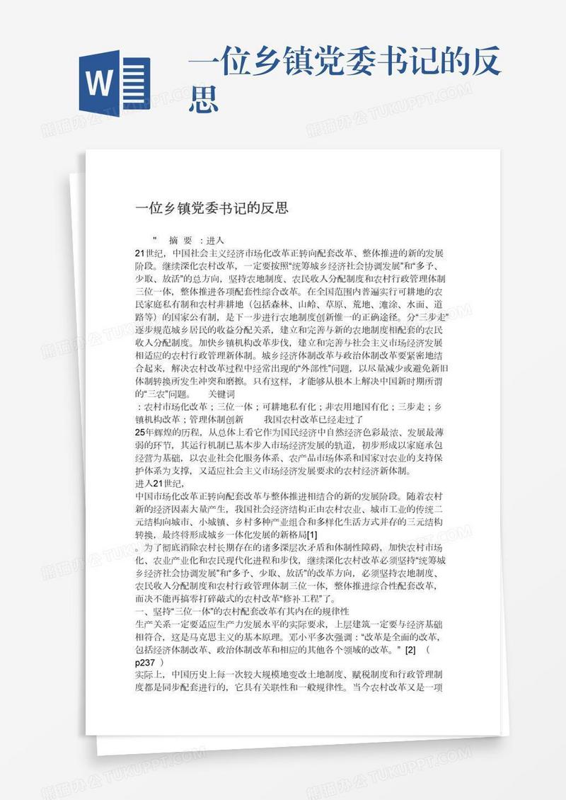 一位乡镇党委书记的反思