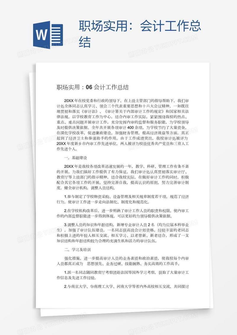 职场实用：会计工作总结