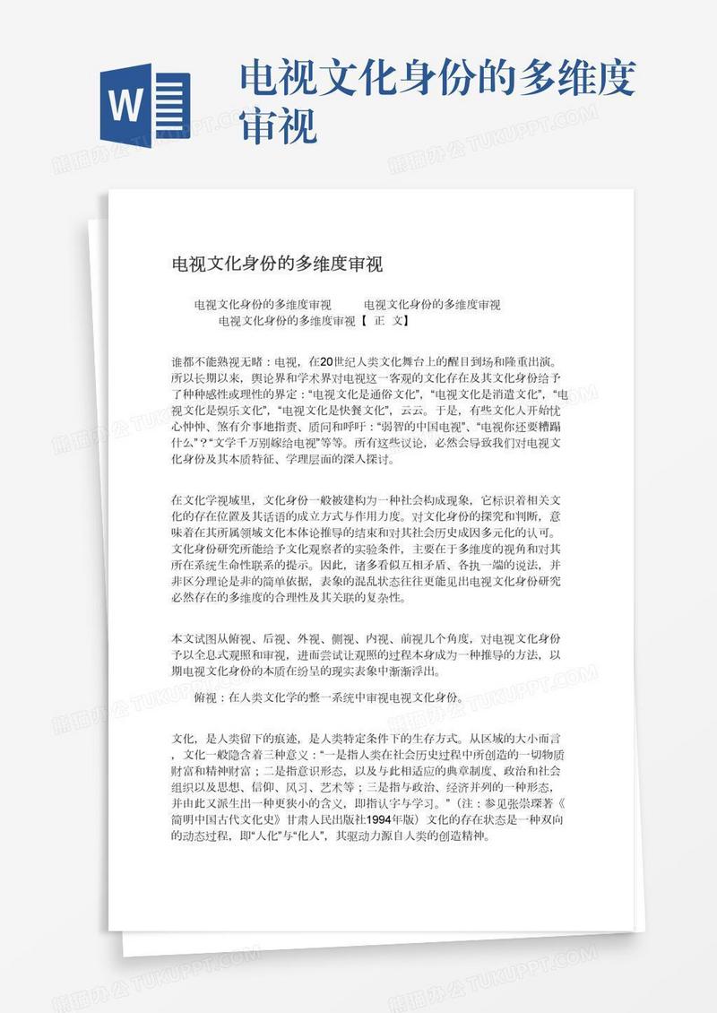 电视文化身份的多维度审视