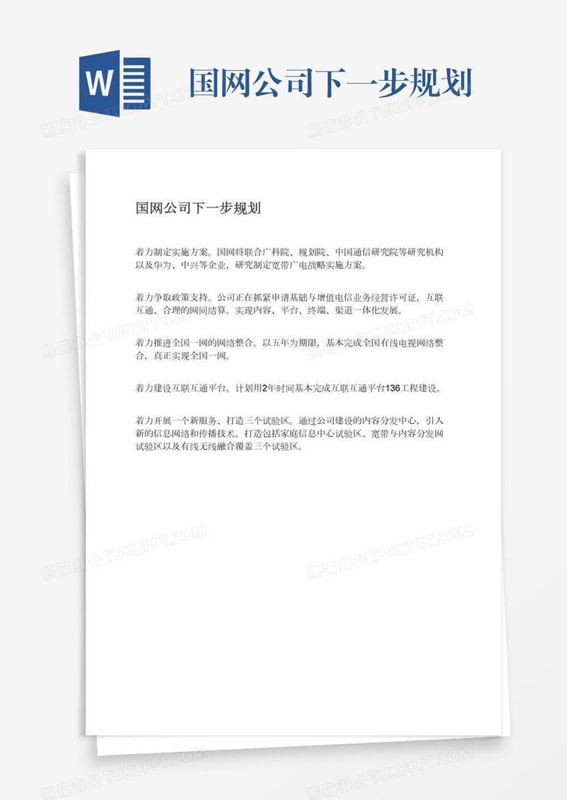 国网公司下一步规划