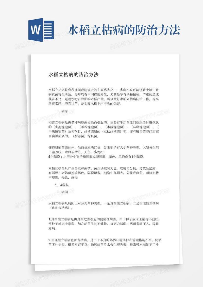 水稻立枯病的防治方法