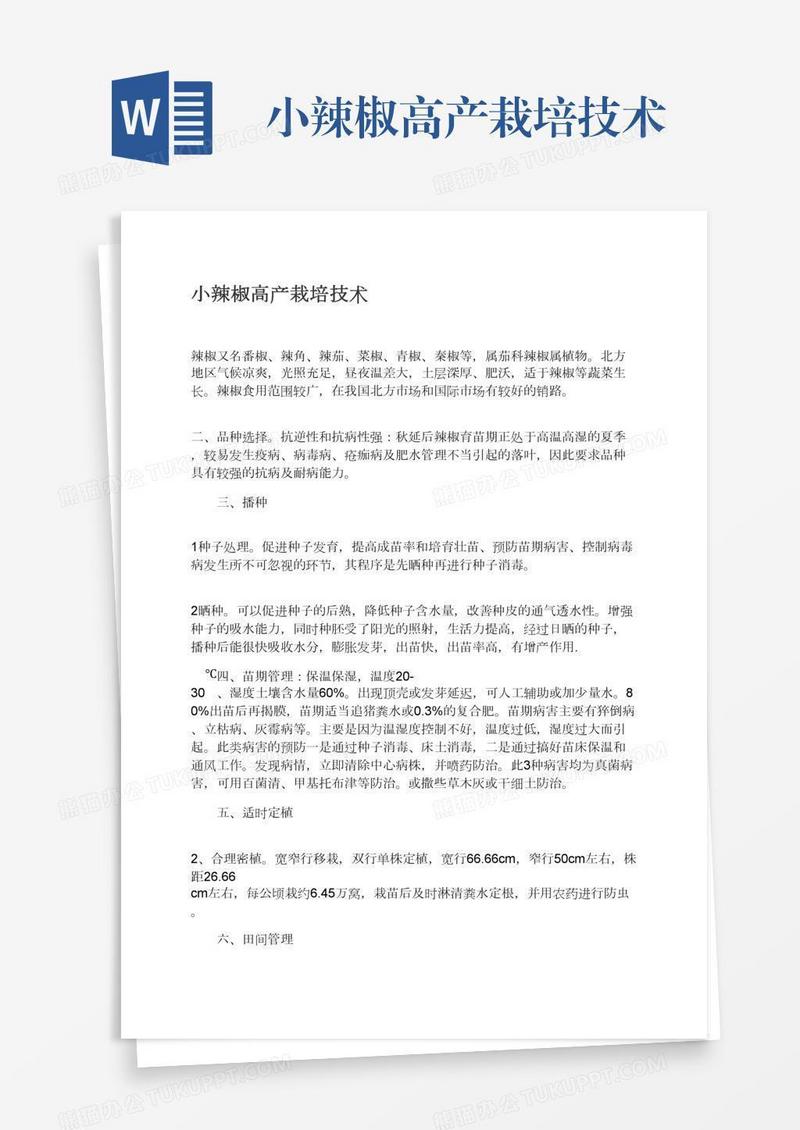 小辣椒高产栽培技术