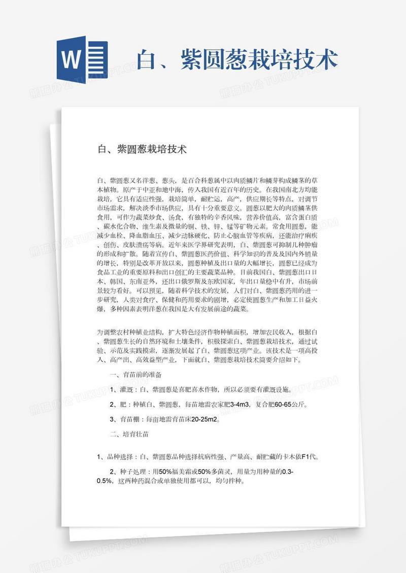 白、紫圆葱栽培技术